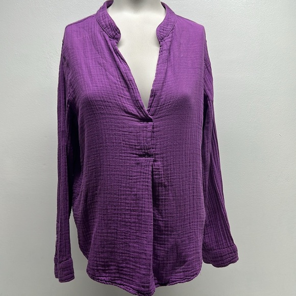 Xirena Blouse Top Shirt Long Sleeve Relaxed Beachy Chelsea Gauze Purple Small - Picture 3 of 8